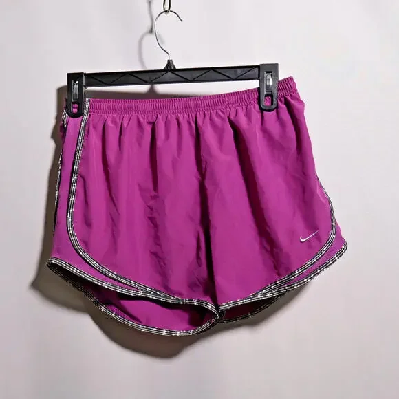 Nike Dri-Fit Purple Shorts Running Lined Black Hem Side Vents Womens L 80s Vibe - Picture 1 of 7